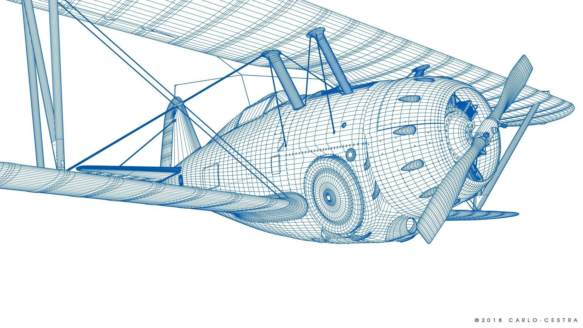 F2F-1 USS Lexington CV-2 1935-36 Low-poly 3D model_38