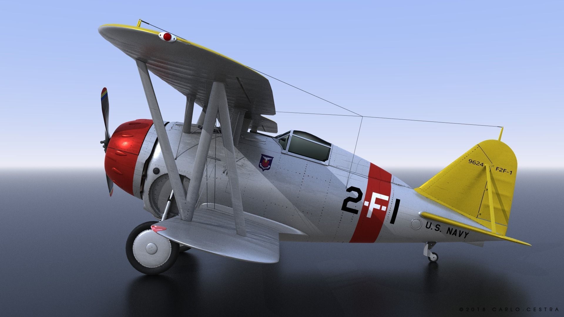 F2F-1 USS Lexington CV-2 1935-36 Low-poly 3D model_15