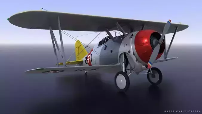 F2F-1 USS Lexington CV-2 1935-36 Low-poly 3D model