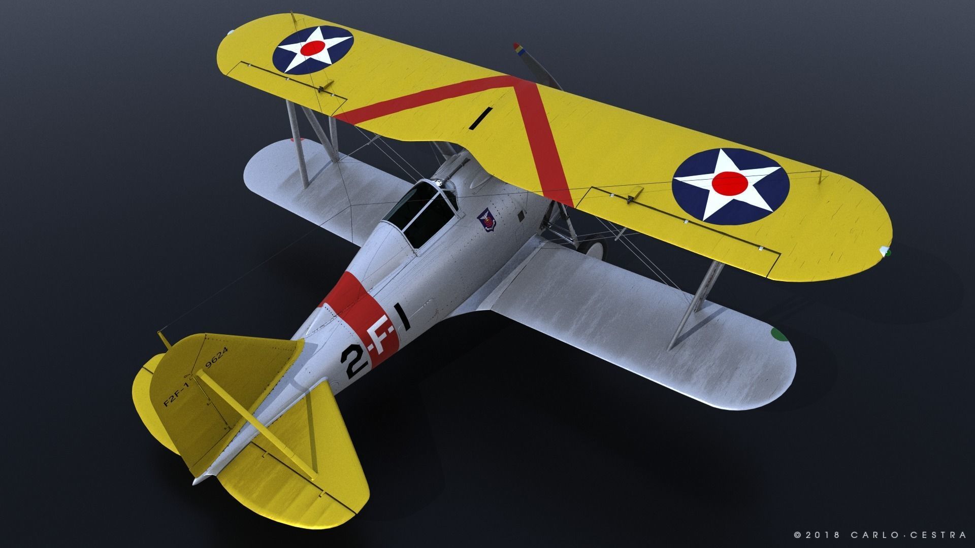 F2F-1 USS Lexington CV-2 1935-36 Low-poly 3D model_9