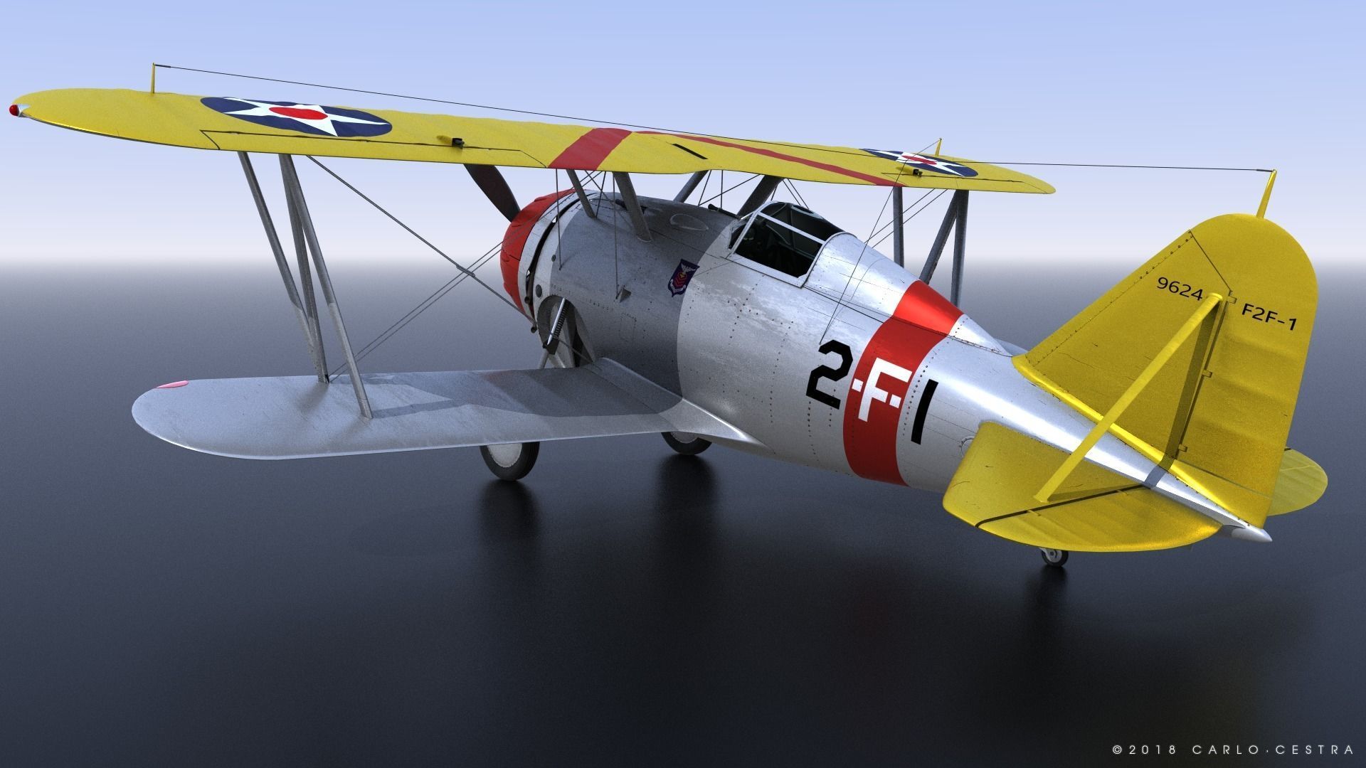 F2F-1 USS Lexington CV-2 1935-36 Low-poly 3D model_4