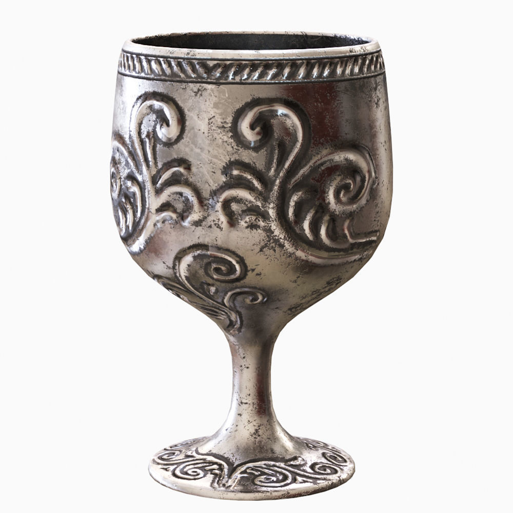 A tray with a jug and cups 3D model_2