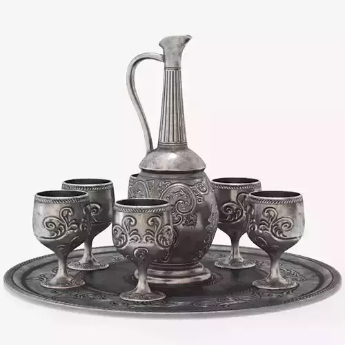 A tray with a jug and cups