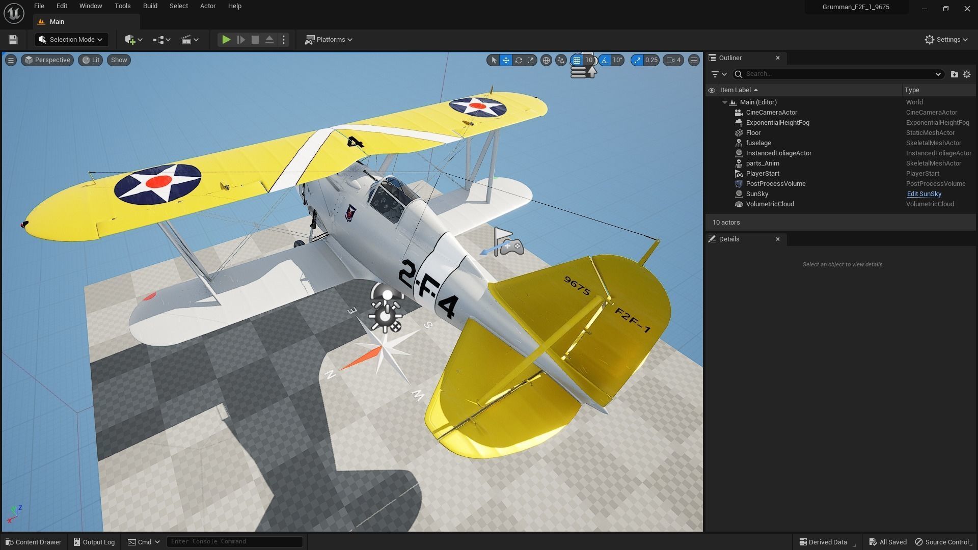 F2F-1 USS Lexington CV-2 1937 Low-poly 3D model_20