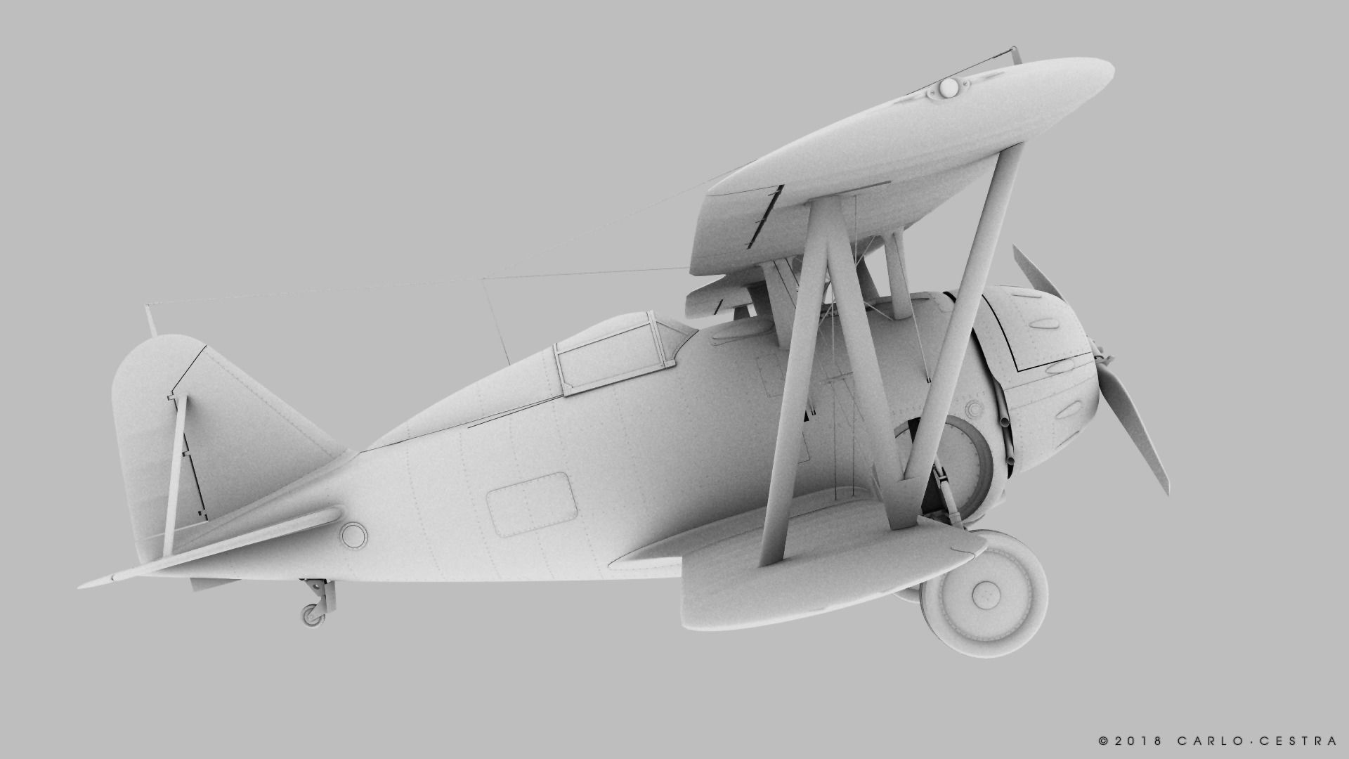 F2F-1 USS Lexington CV-2 1937 Low-poly 3D model_28