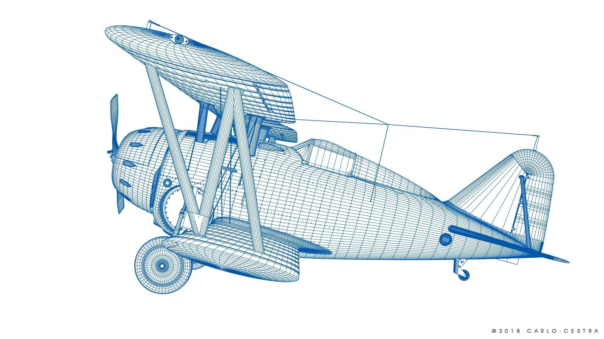 F2F-1 USS Lexington CV-2 1937 Low-poly 3D model_39