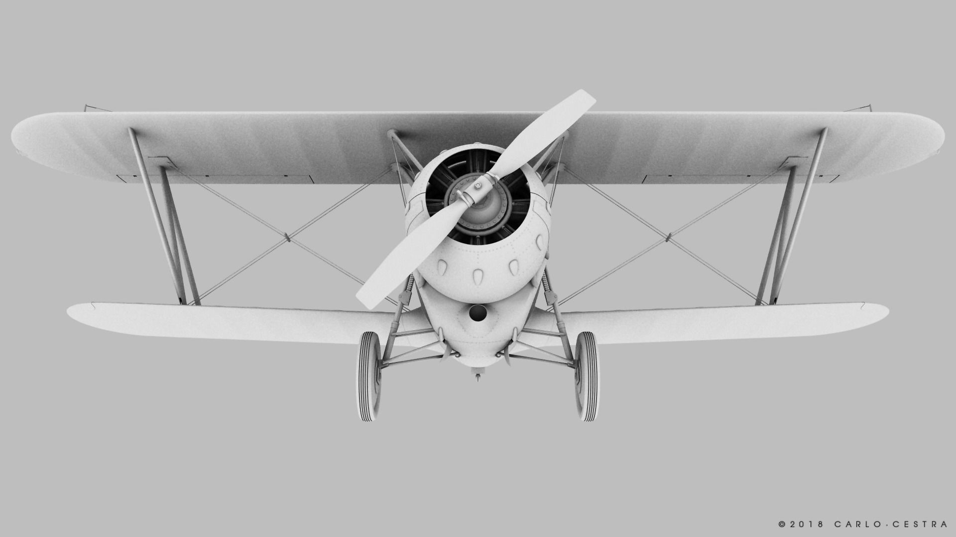 F2F-1 USS Lexington CV-2 1937 Low-poly 3D model_29