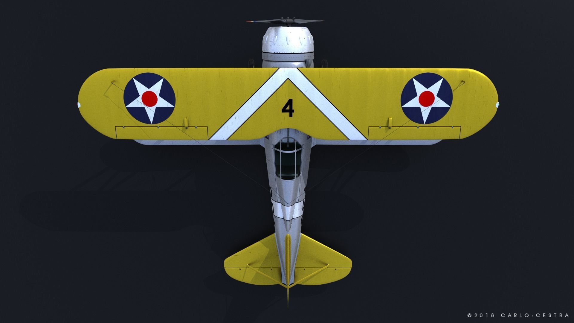 F2F-1 USS Lexington CV-2 1937 Low-poly 3D model_14