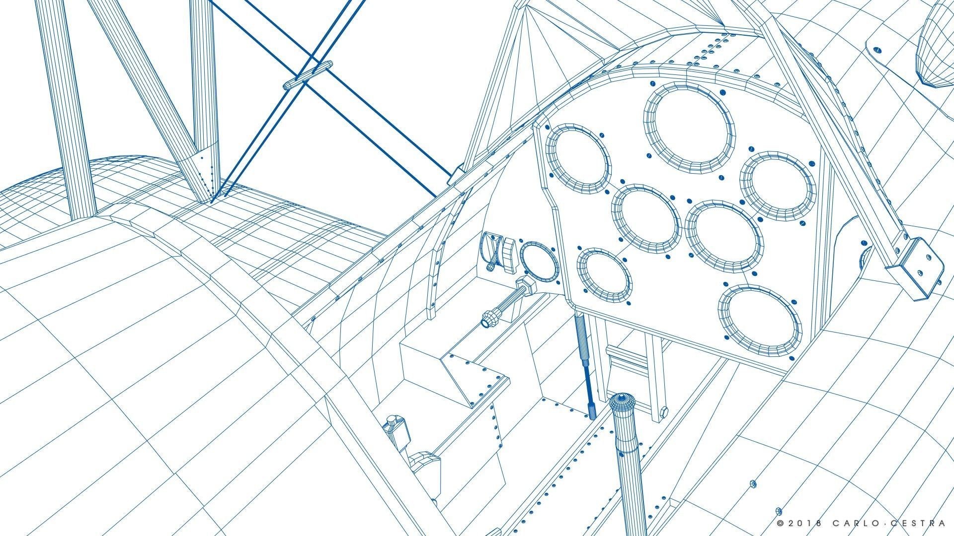 F2F-1 USS Lexington CV-2 1937 Low-poly 3D model_38