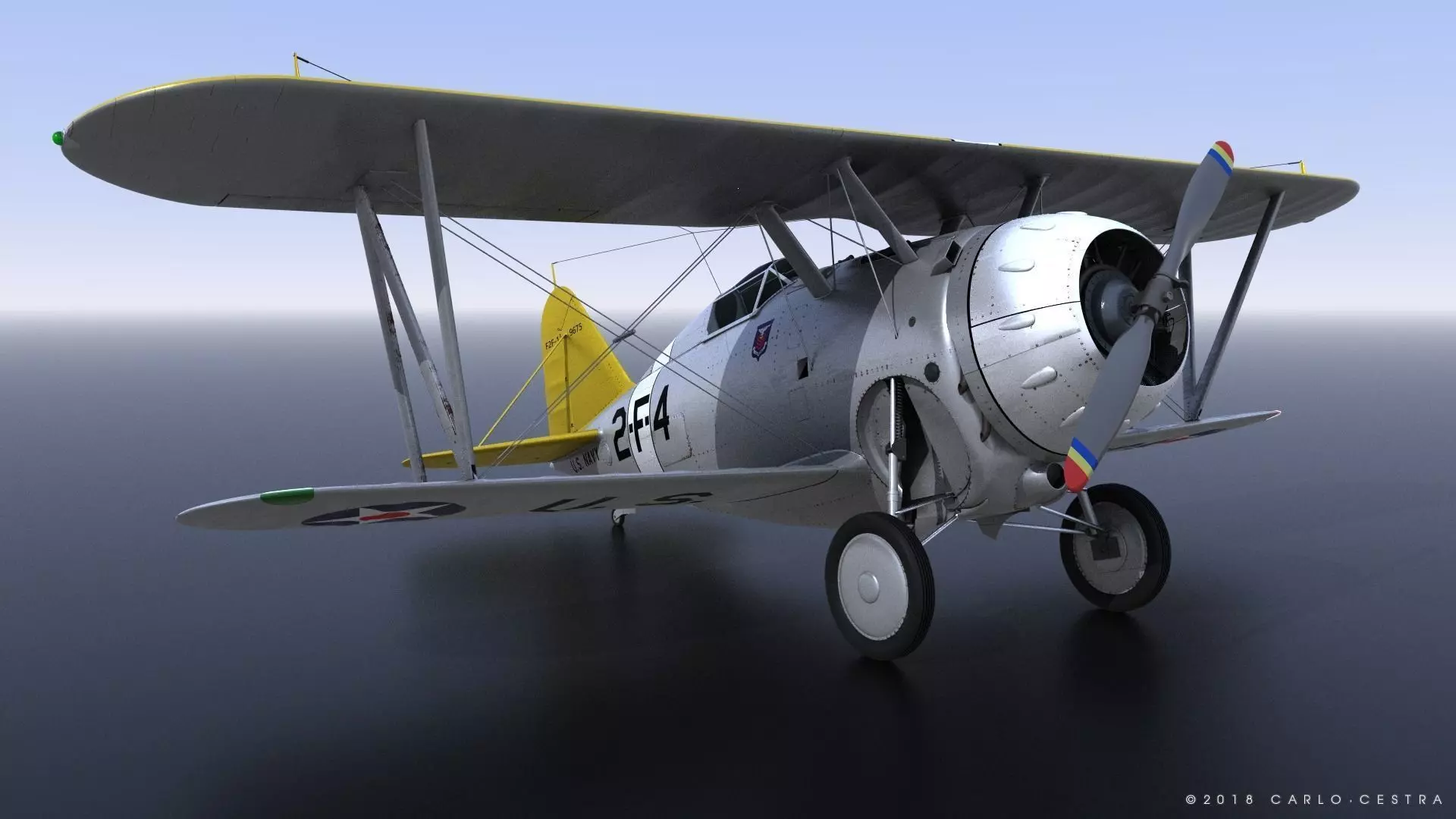 F2F-1 USS Lexington CV-2 1937 Low-poly 3D model_0