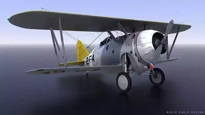 F2F-1 USS Lexington CV-2 1937 Low-poly 3D model