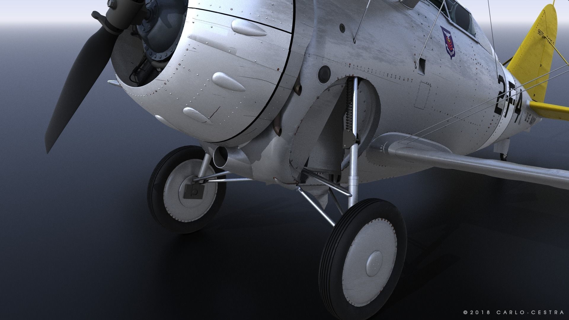 F2F-1 USS Lexington CV-2 1937 Low-poly 3D model_3