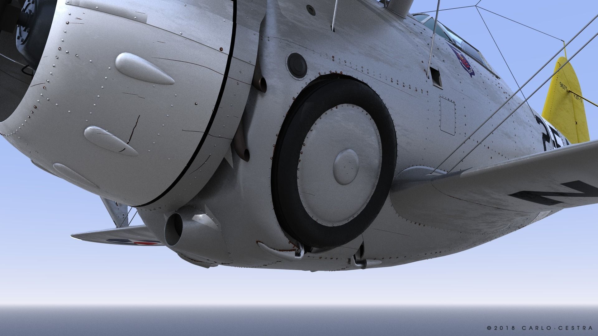 F2F-1 USS Lexington CV-2 1937 Low-poly 3D model_19