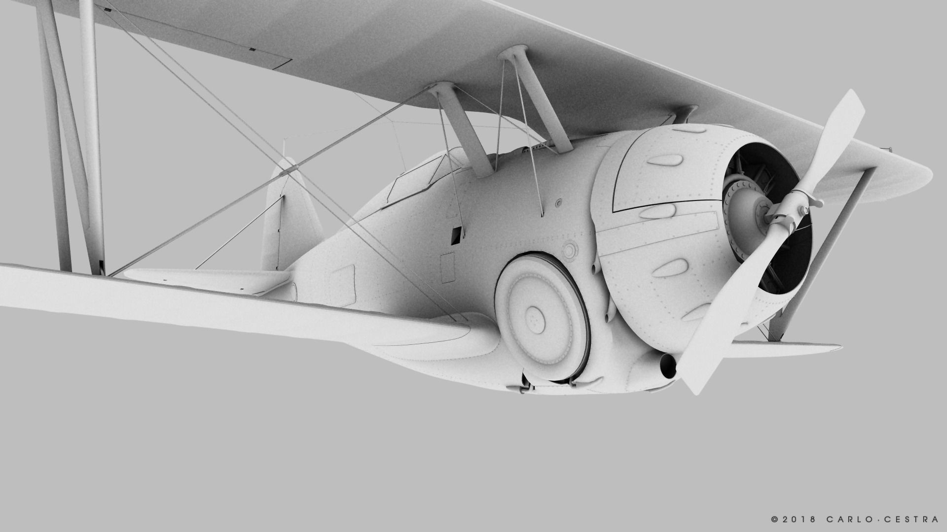 F2F-1 USS Lexington CV-2 1937 Low-poly 3D model_32