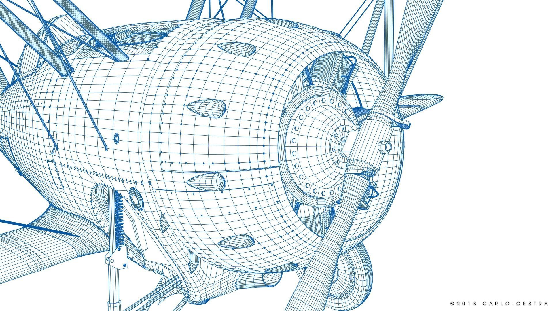 F2F-1 USS Lexington CV-2 1937 Low-poly 3D model_34