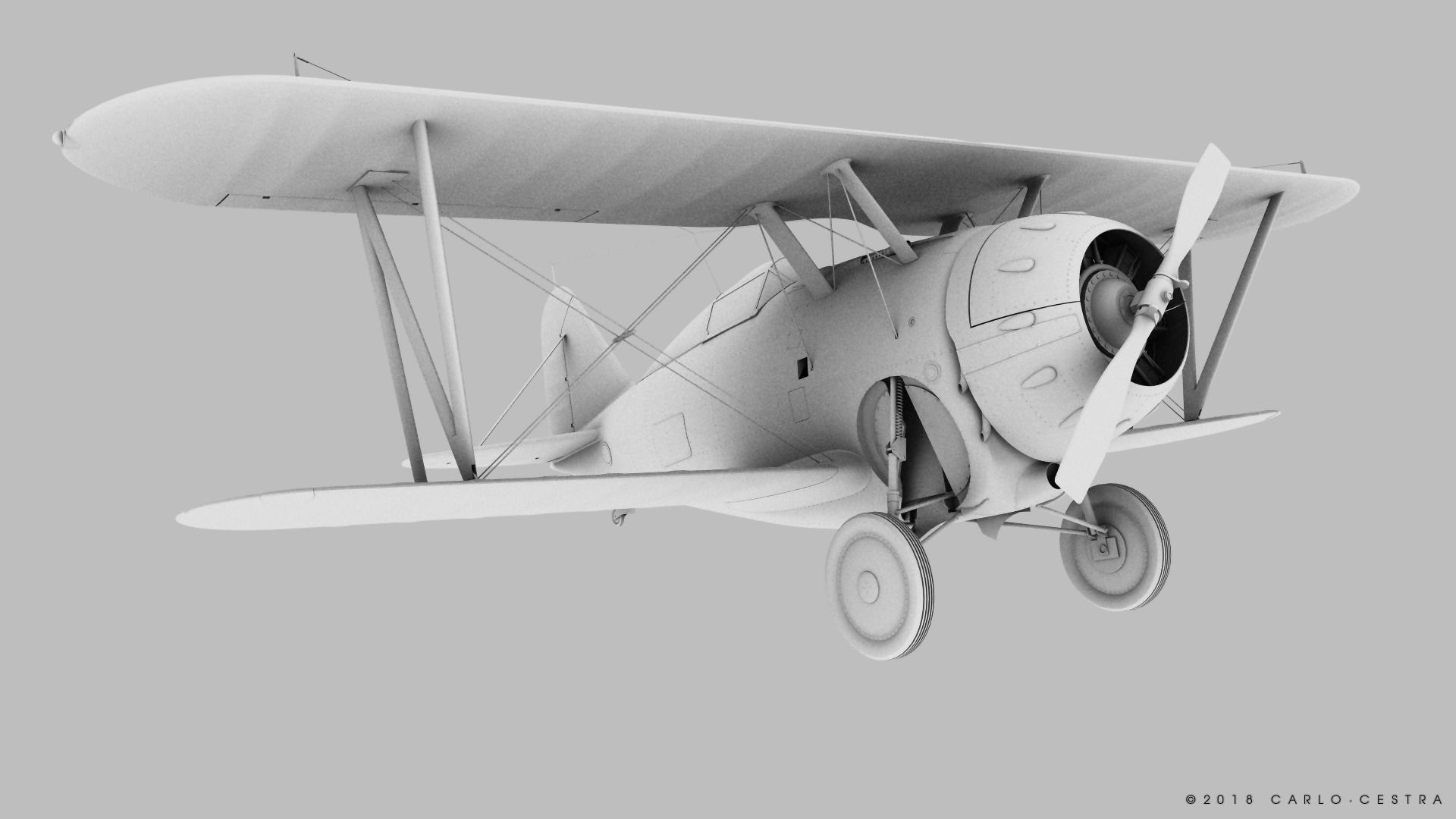 F2F-1 USS Lexington CV-2 1937 Low-poly 3D model_27