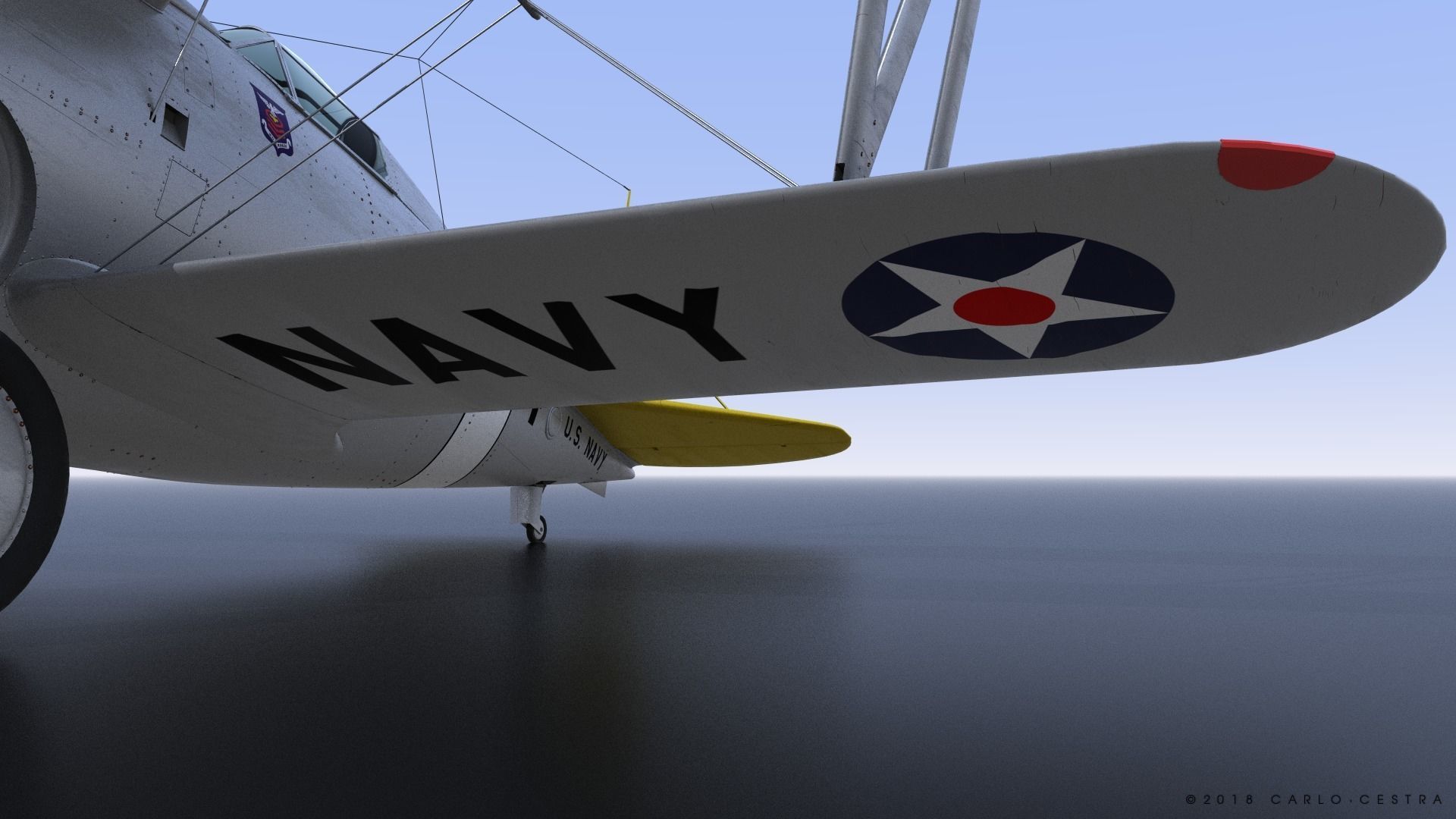 F2F-1 USS Lexington CV-2 1937 Low-poly 3D model_10