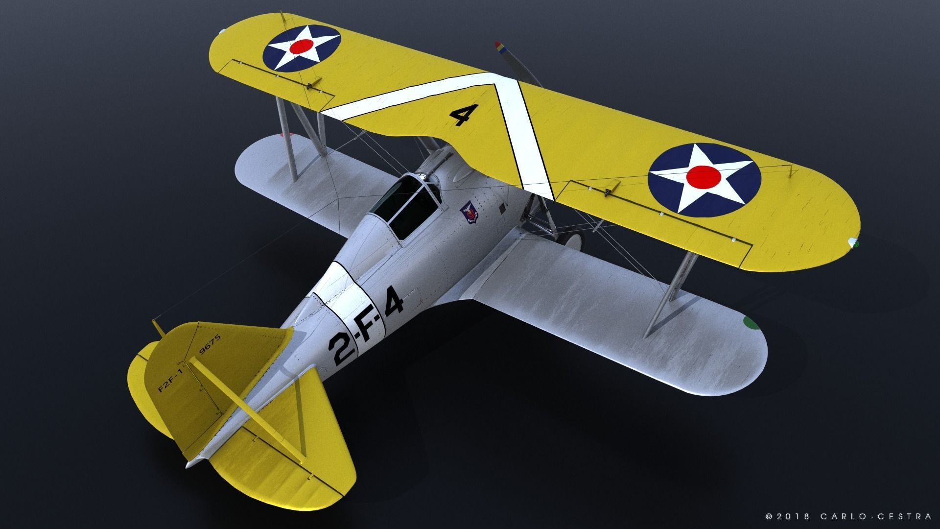 F2F-1 USS Lexington CV-2 1937 Low-poly 3D model_9