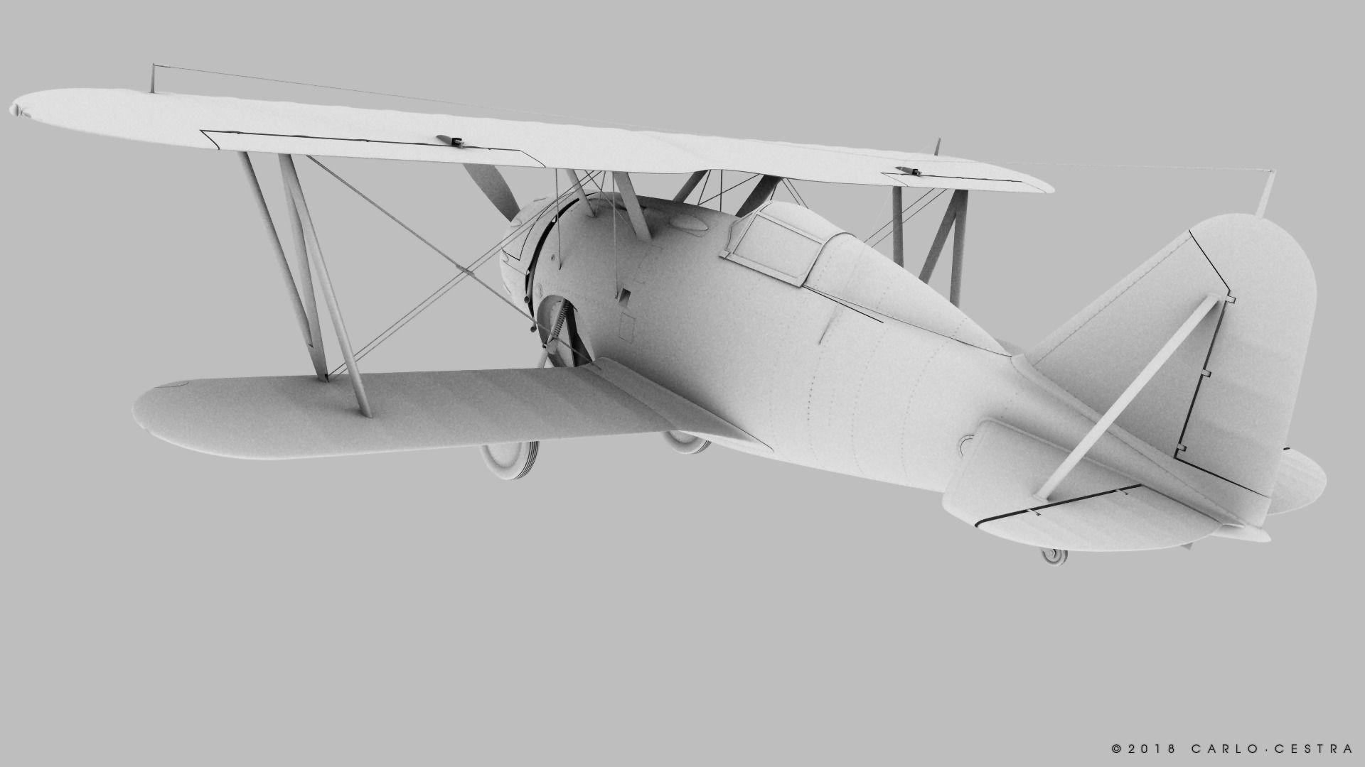 F2F-1 USS Lexington CV-2 1937 Low-poly 3D model_26