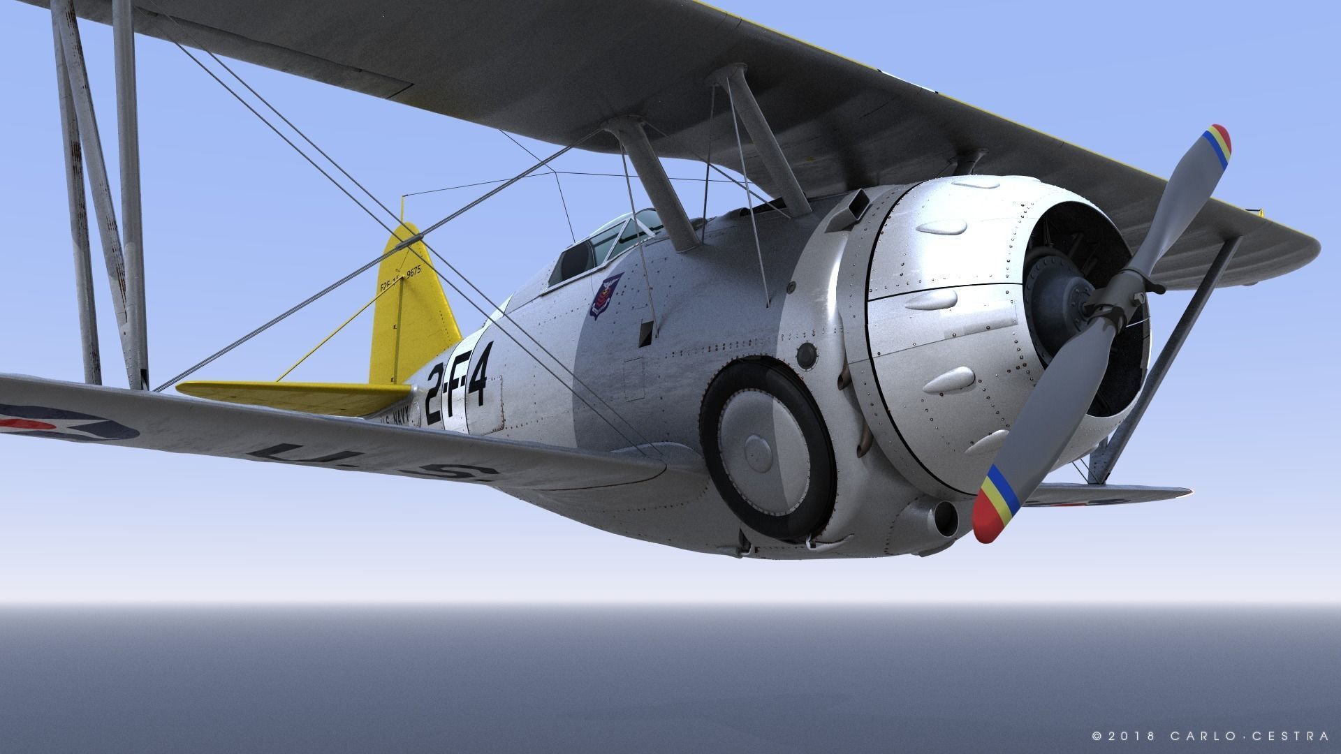 F2F-1 USS Lexington CV-2 1937 Low-poly 3D model_17