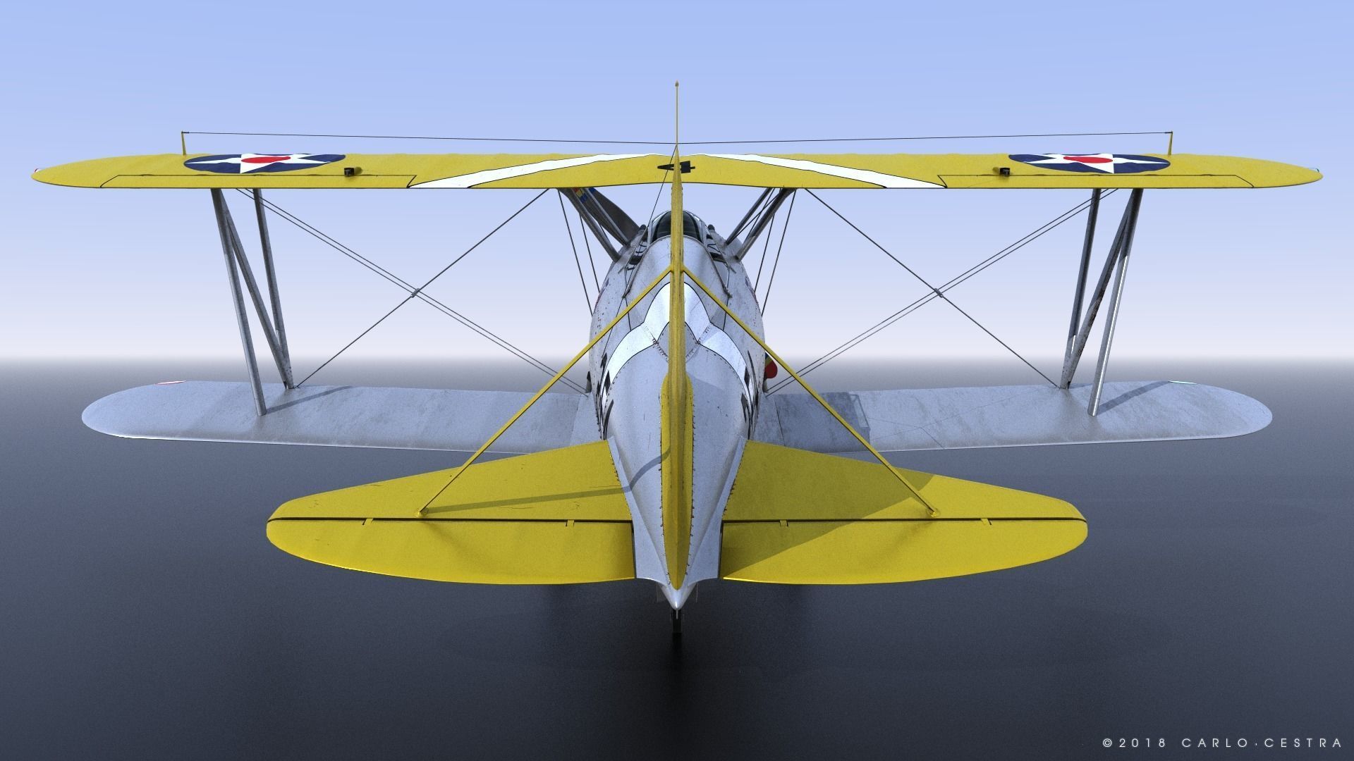 F2F-1 USS Lexington CV-2 1937 Low-poly 3D model_8