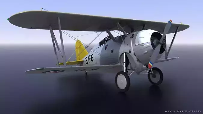 F2F-1 USS Lexington CV-2 1936 Low-poly 3D model
