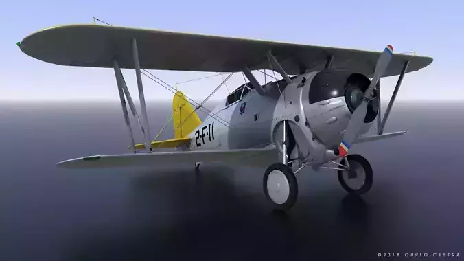 F2F-1 USS Lexington CV-2 1940 Low-poly 3D model