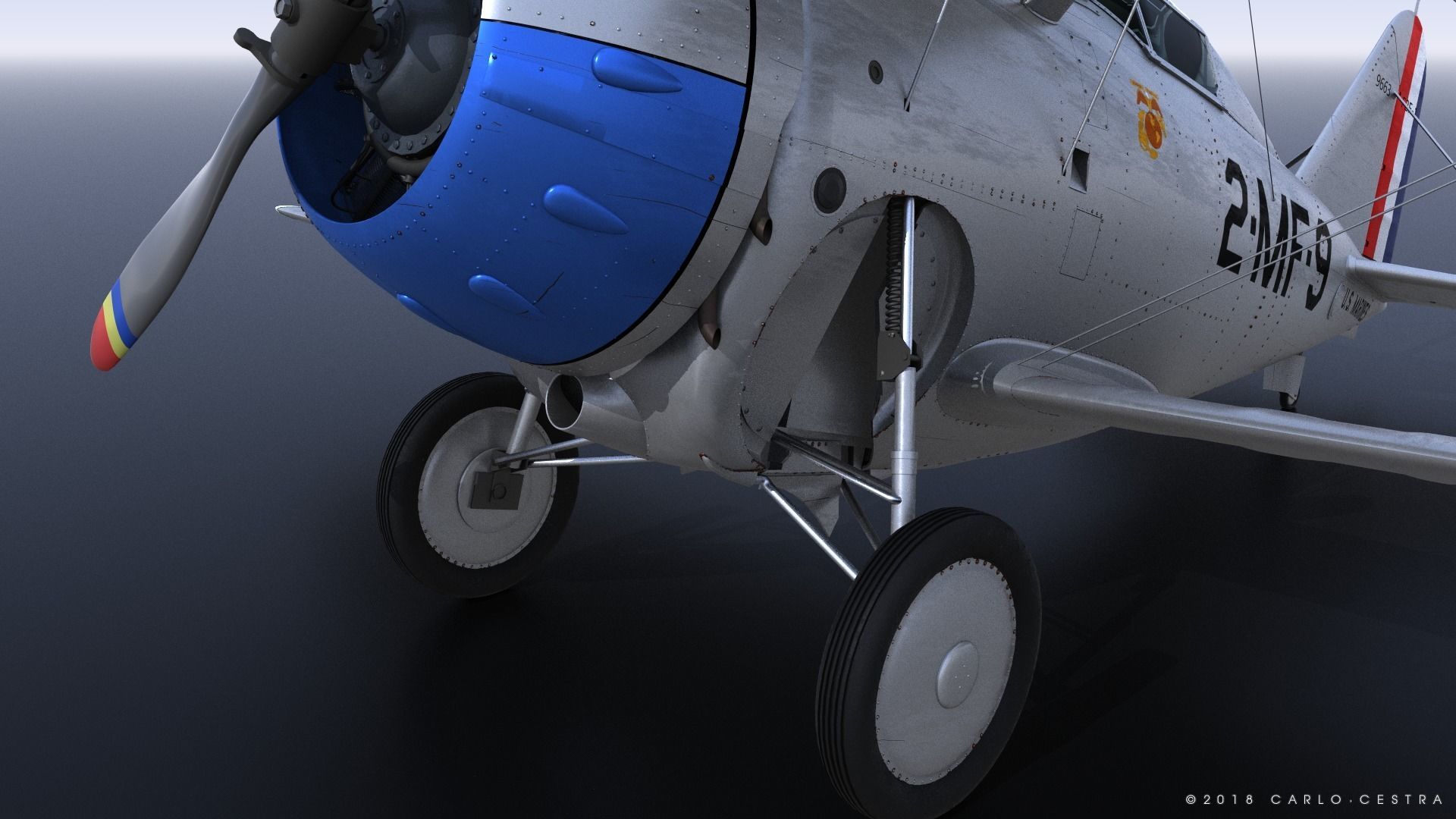 F2F-1 US Marines 1939 Low-poly 3D model_5