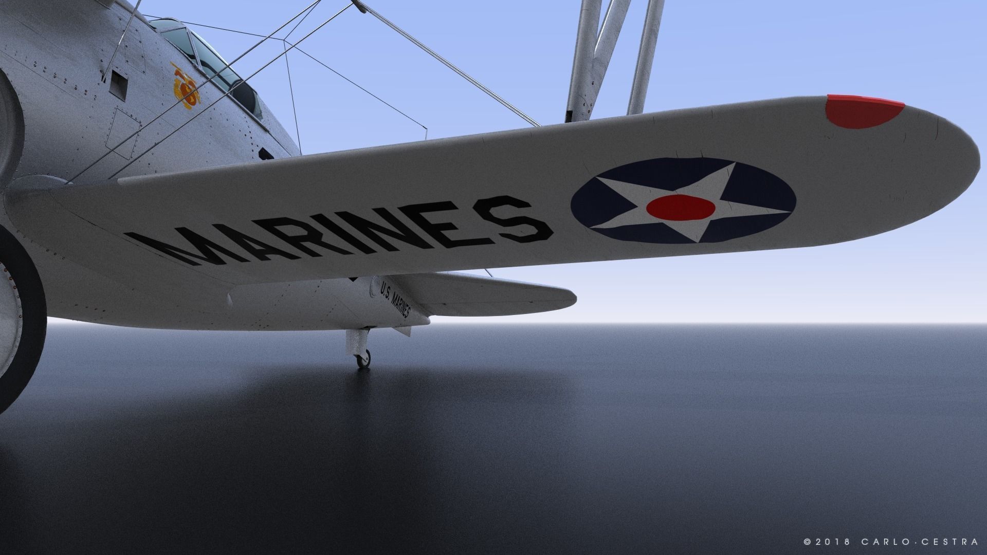 F2F-1 US Marines 1939 Low-poly 3D model_11