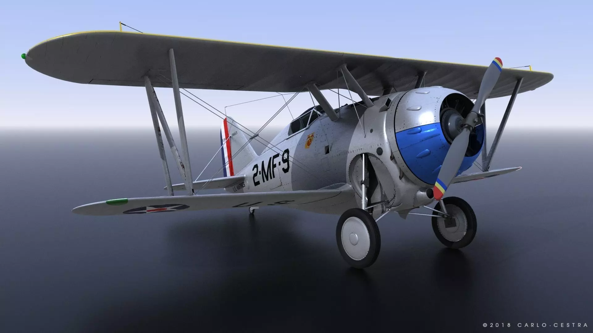 F2F-1 US Marines 1939 Low-poly 3D model_0