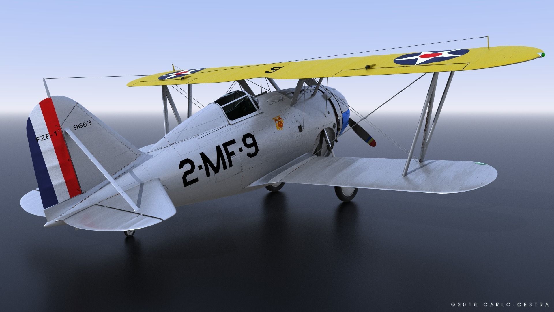 F2F-1 US Marines 1939 Low-poly 3D model_3