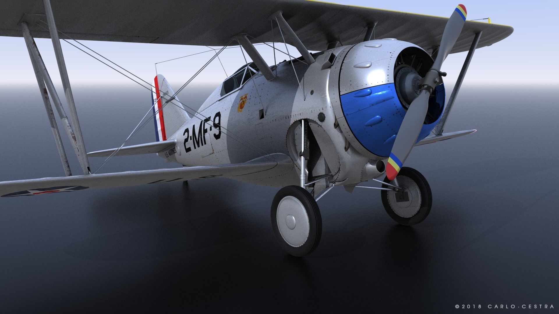 F2F-1 US Marines 1939 Low-poly 3D model_21
