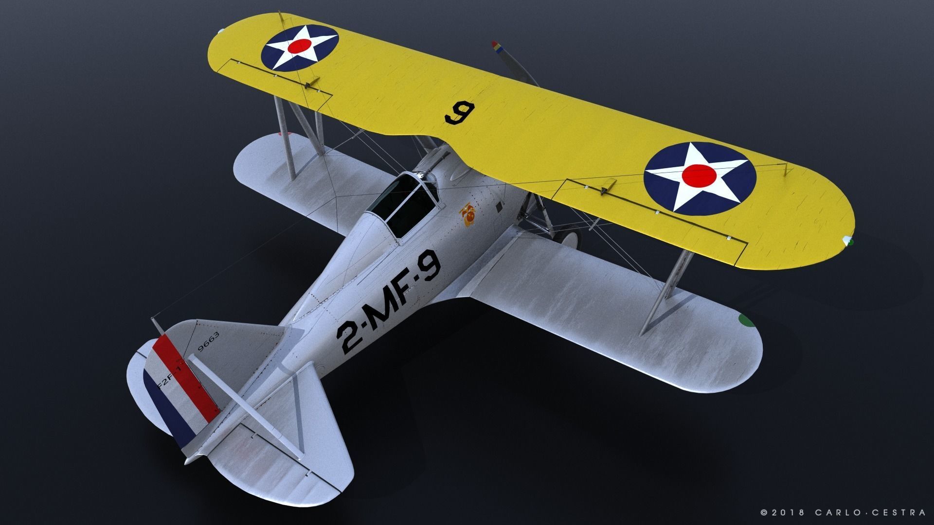 F2F-1 US Marines 1939 Low-poly 3D model_9