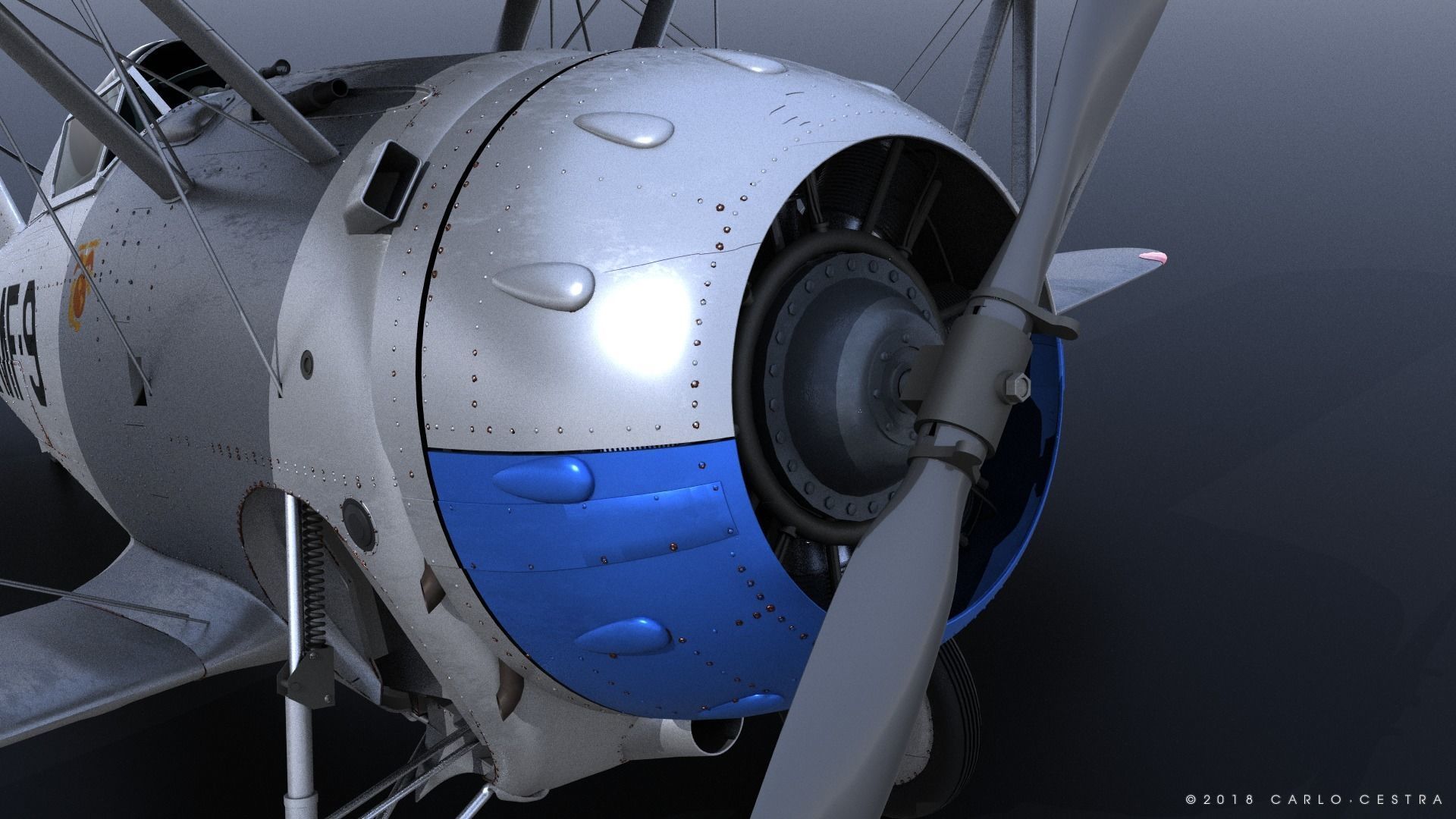 F2F-1 US Marines 1939 Low-poly 3D model_8