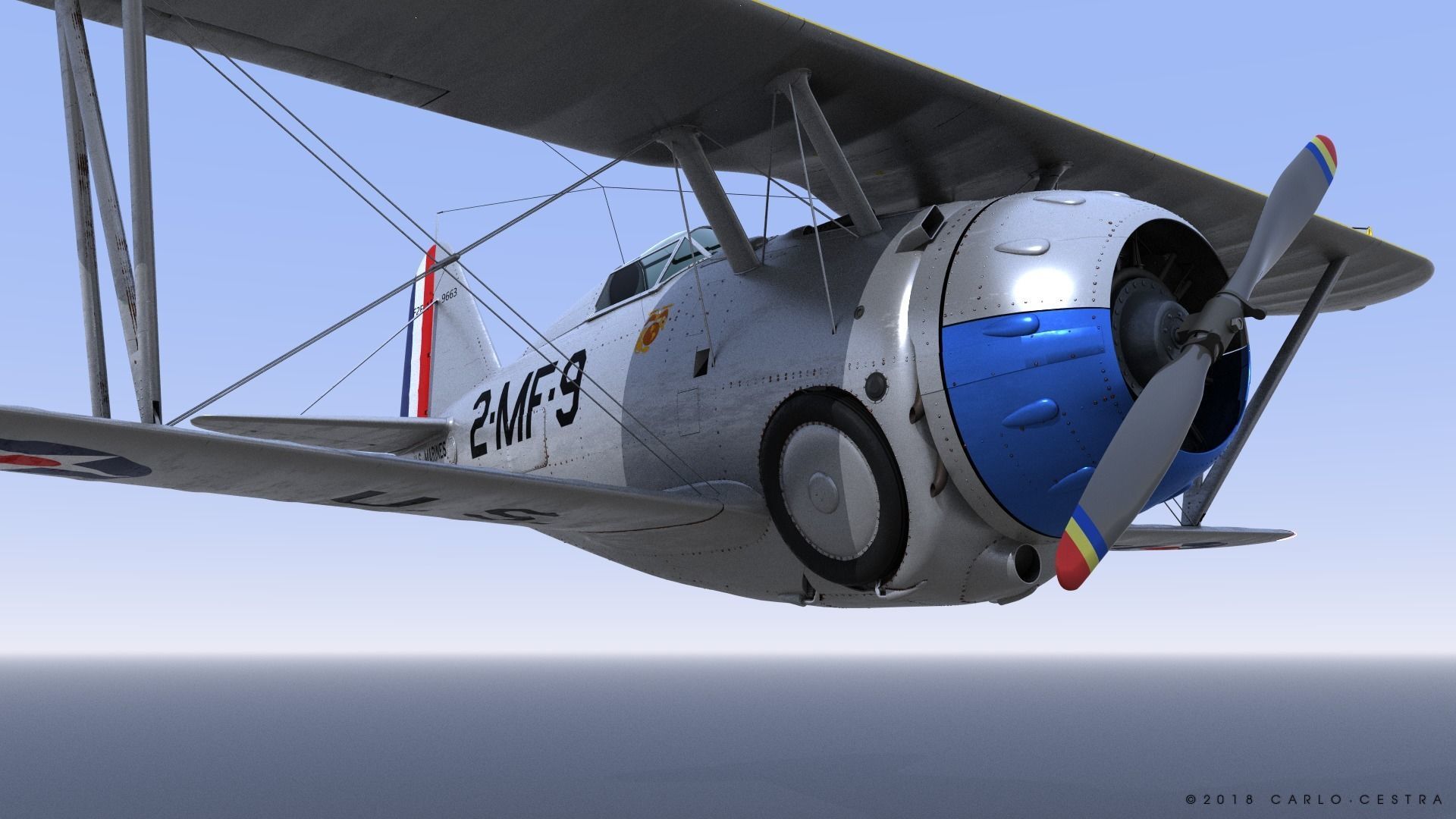 F2F-1 US Marines 1939 Low-poly 3D model_18