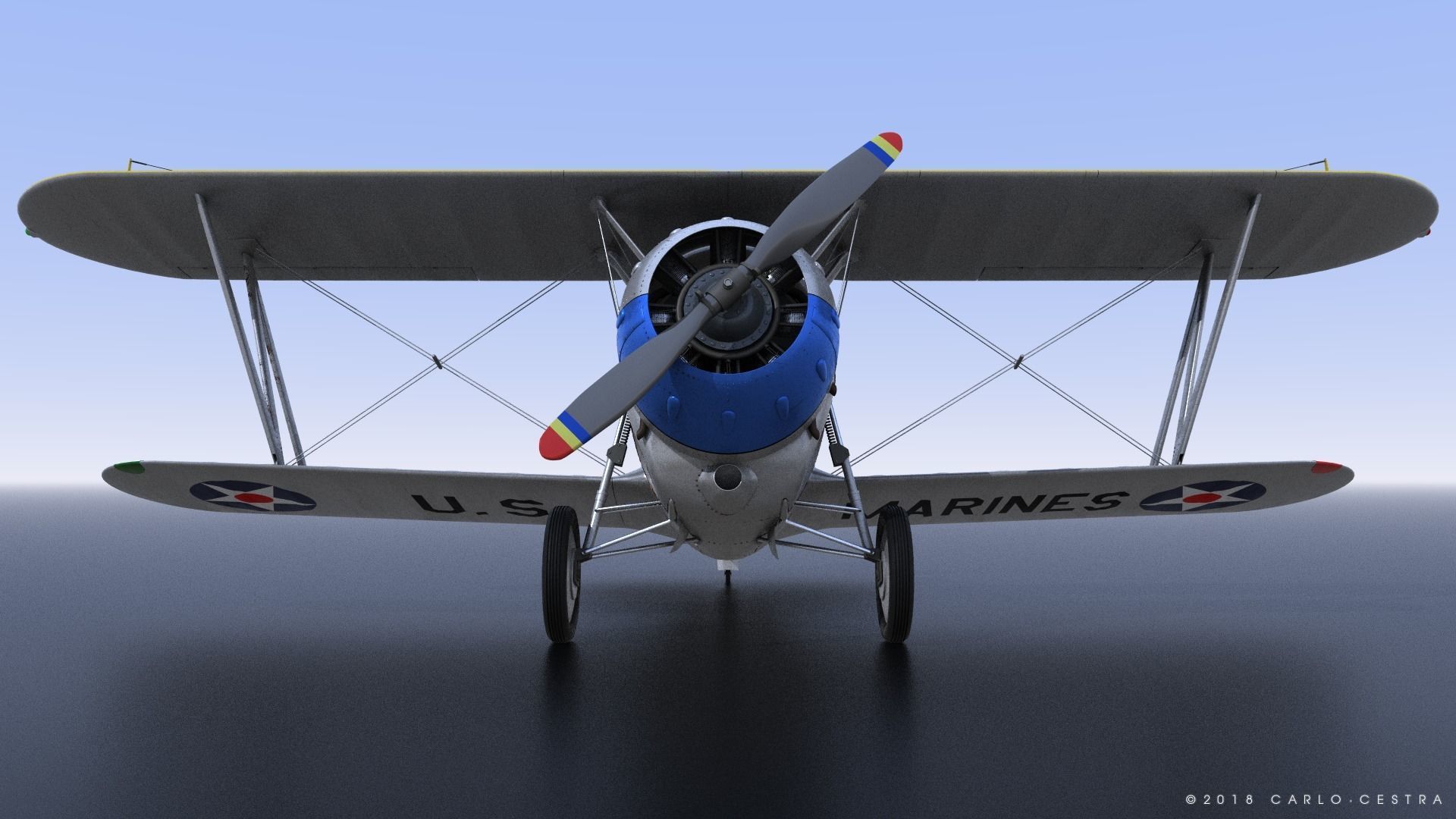 F2F-1 US Marines 1939 Low-poly 3D model_13
