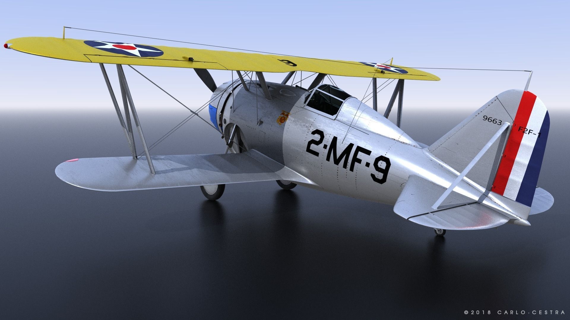 F2F-1 US Marines 1939 Low-poly 3D model_4