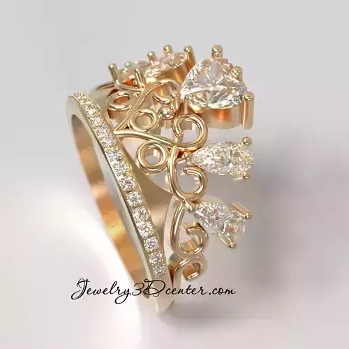 Crown Ring obr 152 3D print model