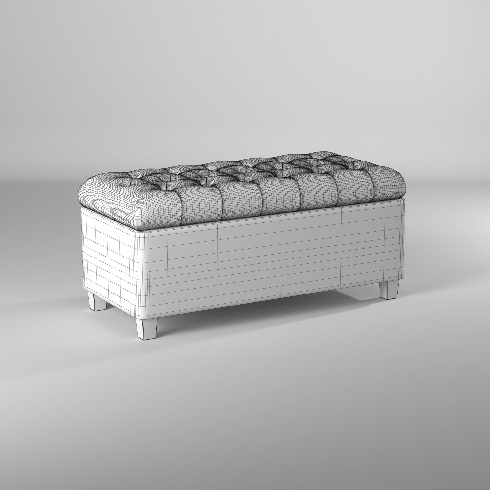Banco tipo sillon para guardar cosas - Tufted Storage Bench 3D model_8