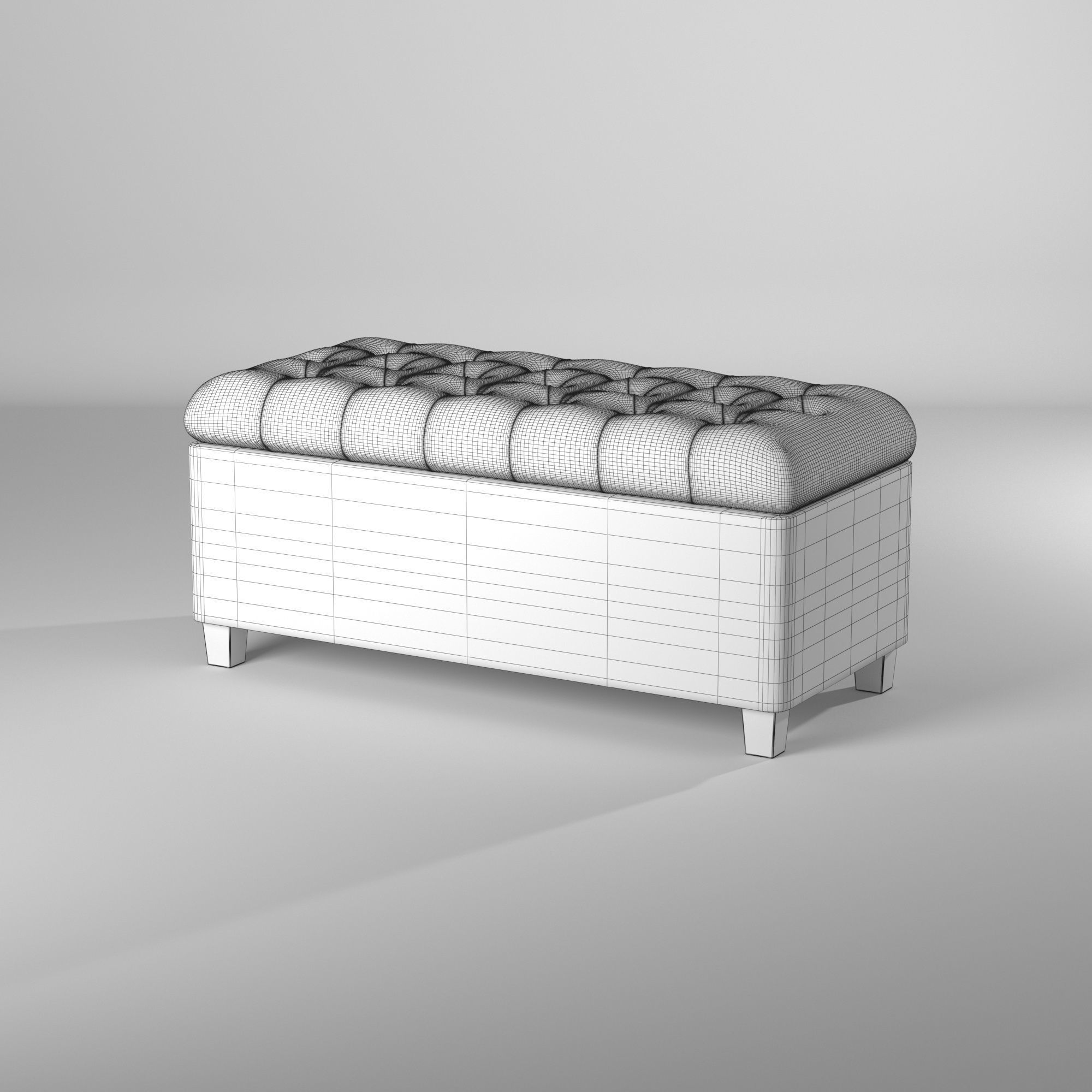 Banco tipo sillon para guardar cosas - Tufted Storage Bench 3D model_2