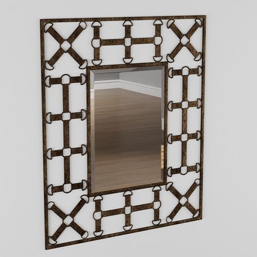 Vince Aged Rusted Brown Decorative Mirror 3D model