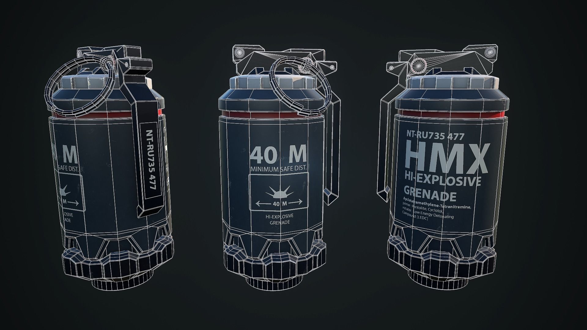 Scifi Grenade Low-poly 3D model_1