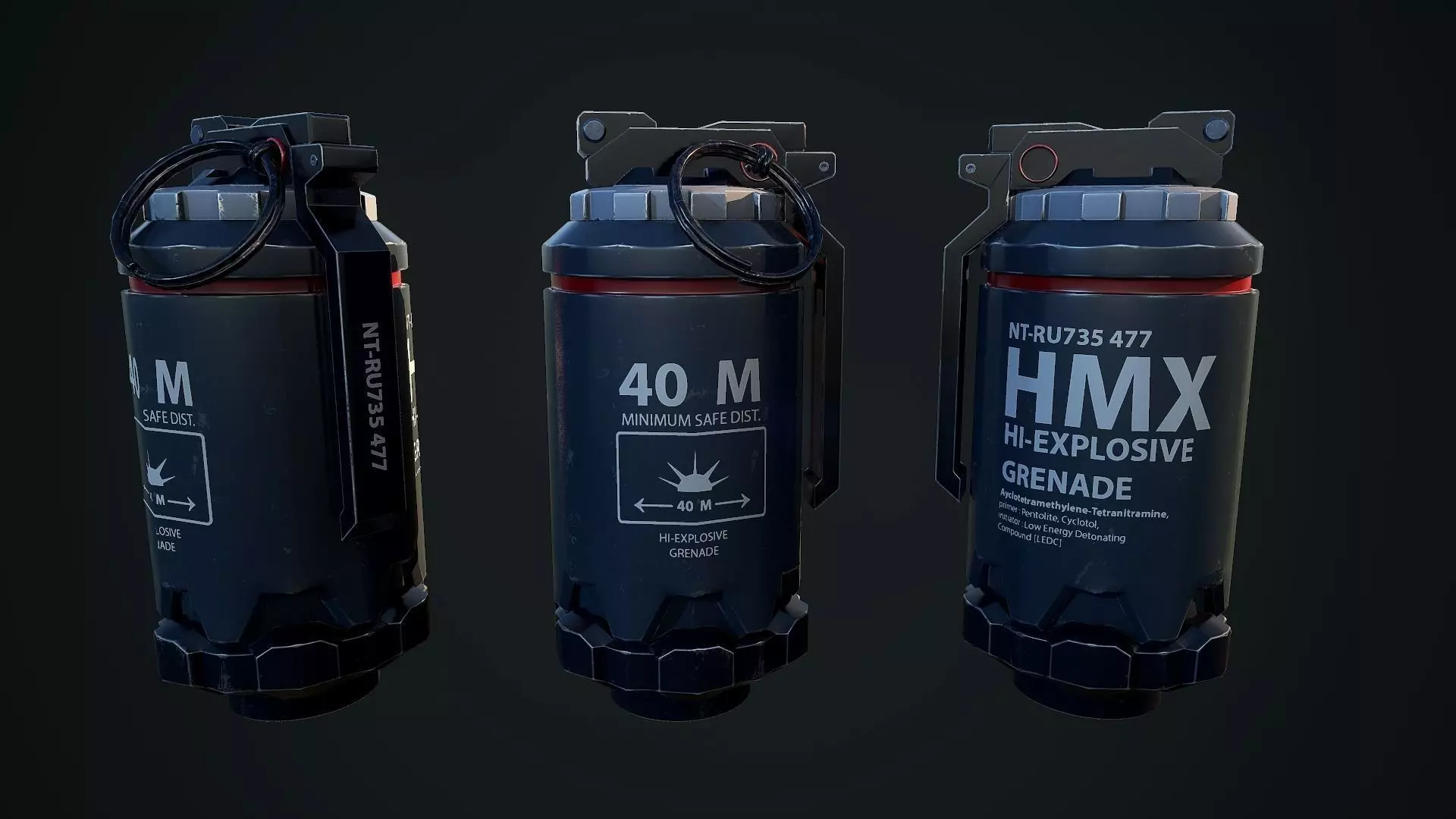 Scifi Grenade Low-poly 3D model_0