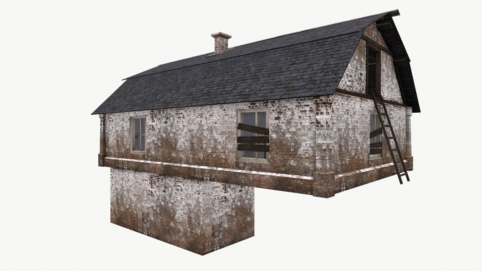 An Old House E Low-poly 3D model_5