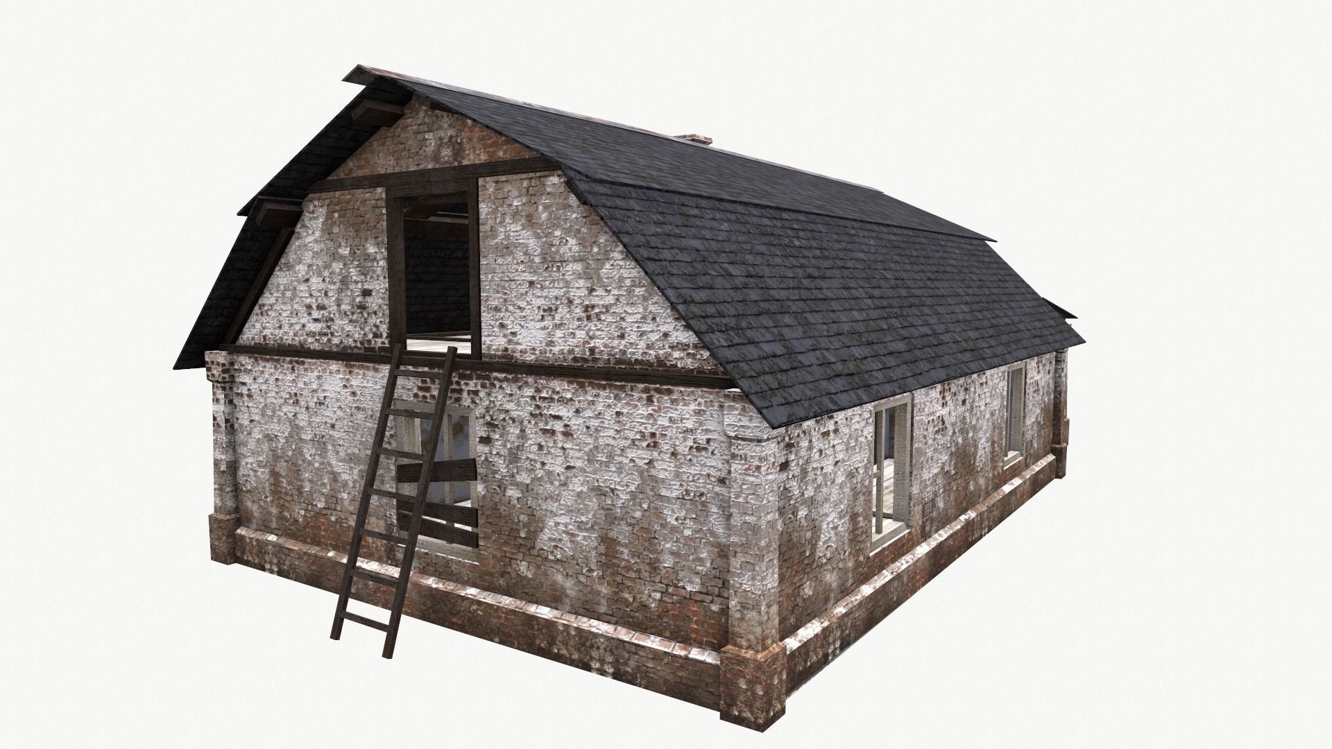An Old House E Low-poly 3D model_6
