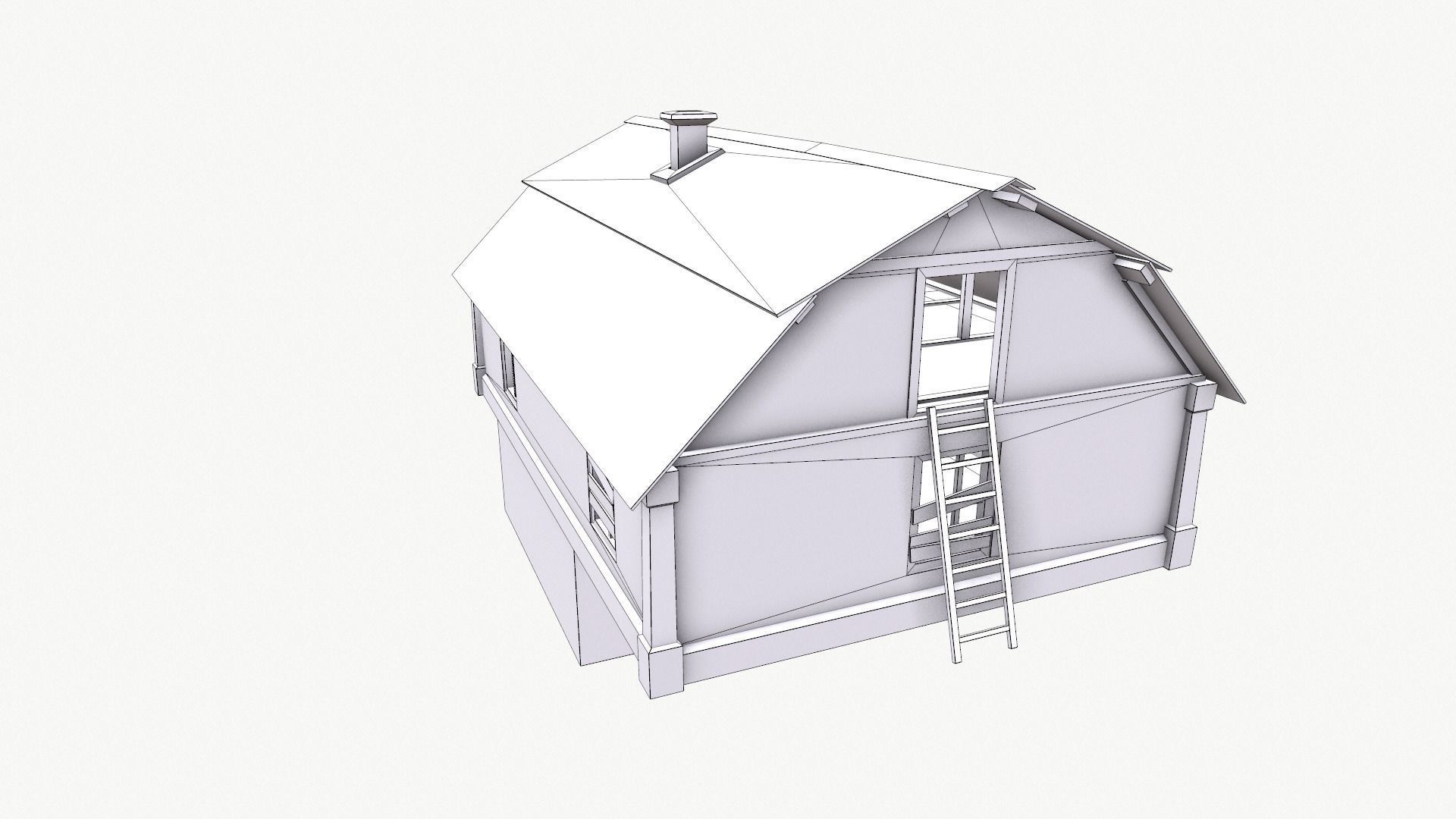 An Old House E Low-poly 3D model_26