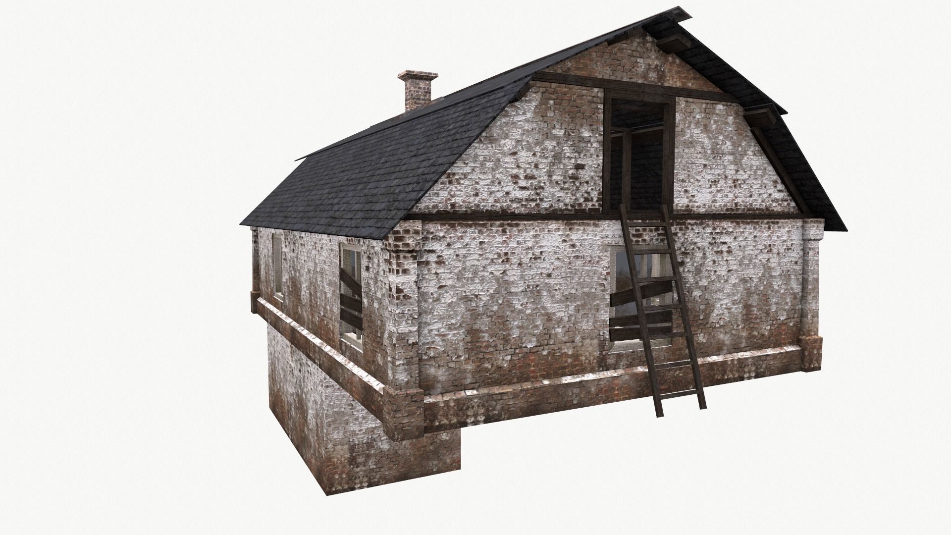 An Old House E Low-poly 3D model_9