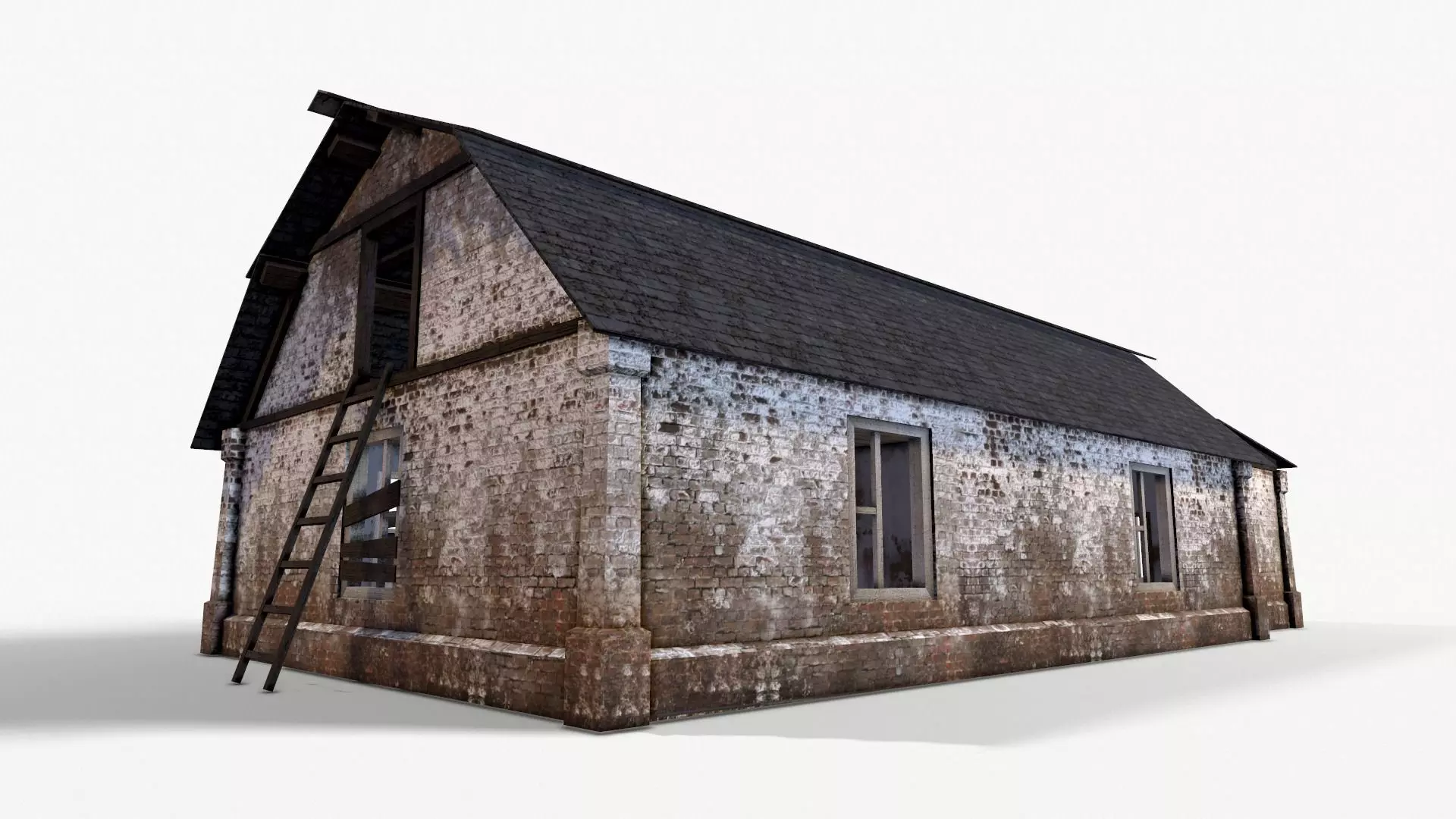 An Old House E Low-poly 3D model_0