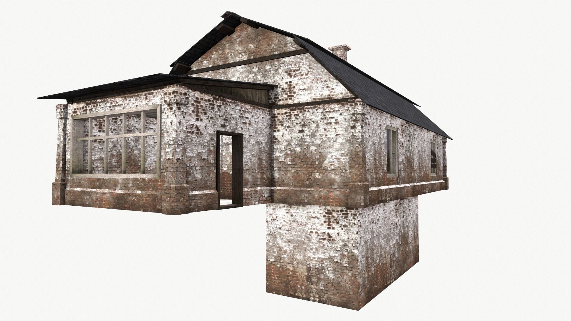 An Old House E Low-poly 3D model_3