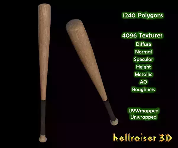 Baseball Bat - PBR - Textured